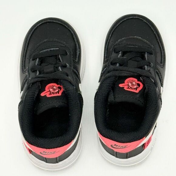 Nike Force 1 WorldWide TD Sneaker CN8541-001 Black/White/Flash Crimson - Toddler - Picture 4 of 9